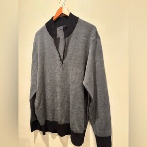 Men's Gray Sweater with Black Accents brooks brothers wool quarter zip fancy men